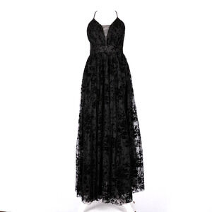 Windsor Black Lace Dress Juniors SZ 3 Velvety Floral Lace Witchy Dark Fairy Goth